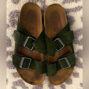 Birkenstock Arizona Sandal- Suede Leather, Dark green